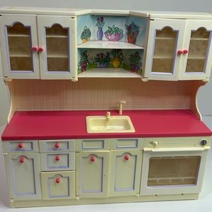 Vintage 1996 Tyco Kitchen Littles Doll Kitchen Dishwasher Cabinets Sink